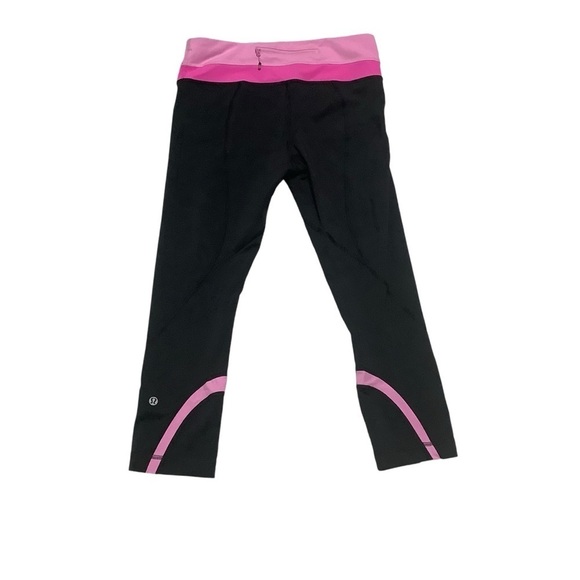 Lululemon Run: Inspire Crop II Sz 6 Black/White/Paris Pink - Picture 4 of 12